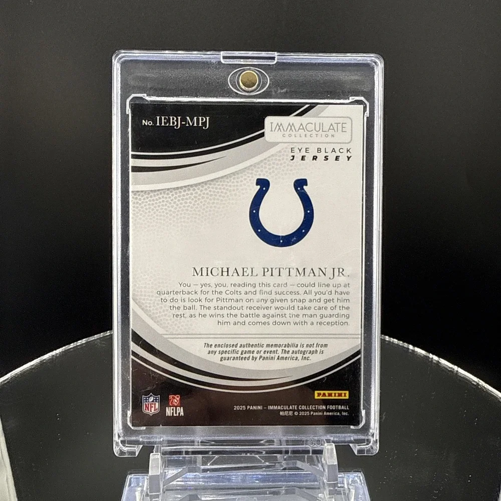 2025 Panini Immaculate Collection MICHAEL PITTMAN JR.  /49 Eye Black Patch Auto